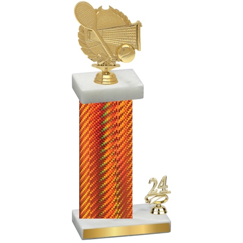 Accented Single Orange Carbon Fiber Year Tennis Trophy