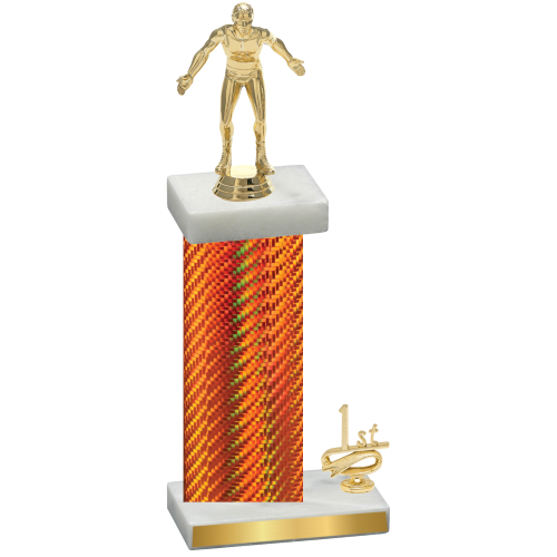 Accented Single Orange Carbon Fiber First Place Wrestling Trophy