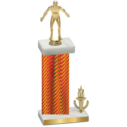 Accented Single Orange Carbon Fiber Victory Wrestling Trophy