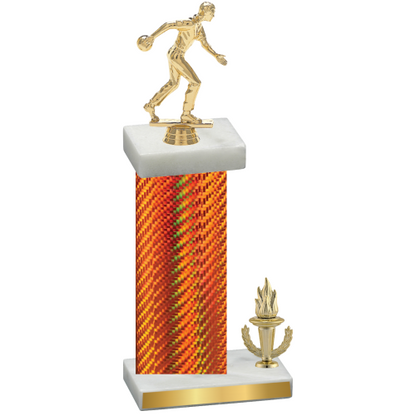 Accented Single Orange Carbon Fiber Victory Bowling Trophy