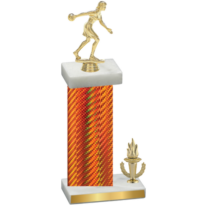 Accented Single Orange Carbon Fiber Victory Bowling Trophy