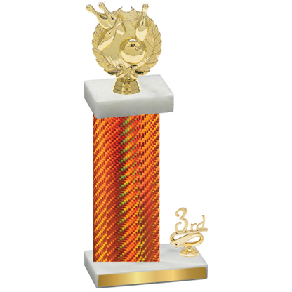 Accented Single Orange Carbon Fiber Third Place Bowling Trophy