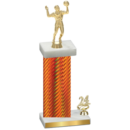 Accented Single Orange Carbon Fiber Year Volleyball Trophy