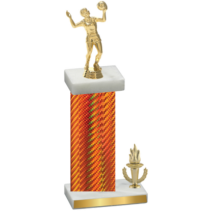 Accented Single Orange Carbon Fiber Victory Volleyball Trophy