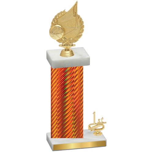 Accented Single Orange Carbon Fiber First Place Volleyball Trophy