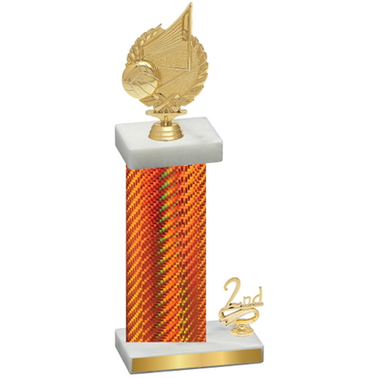 Accented Single Orange Carbon Fiber Second Place Volleyball Trophy