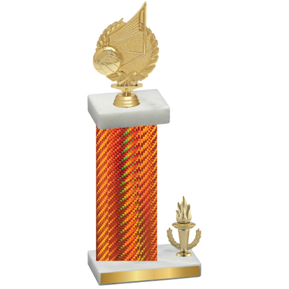 Accented Single Orange Carbon Fiber Victory Volleyball Trophy