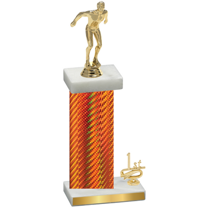 Accented Single Orange Carbon Fiber First Place Swimming Trophy