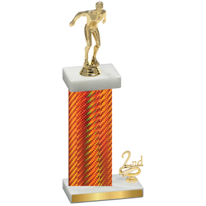 Accented Single Orange Carbon Fiber Second Place Swimming Trophy