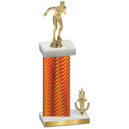 Accented Single Orange Carbon Fiber Victory Swimming Trophy