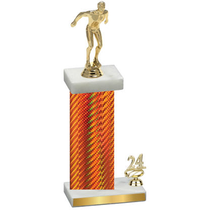 Accented Single Orange Carbon Fiber Year Swimming Trophy