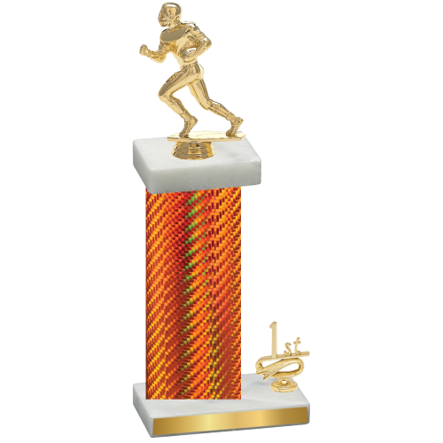 Accented Single Orange Carbon Fiber First Place Football Trophy