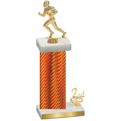 Accented Single Orange Carbon Fiber Second Place Football Trophy