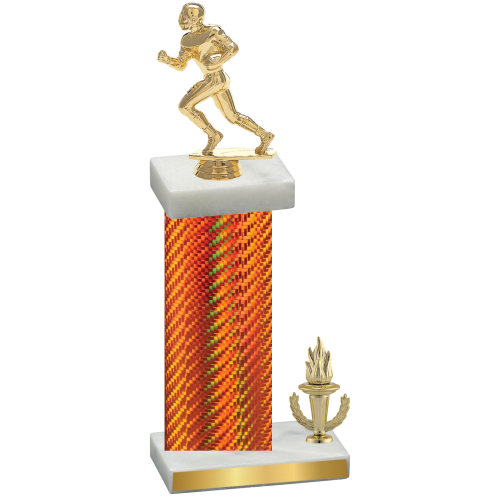 Accented Single Orange Carbon Fiber Victory Football Trophy