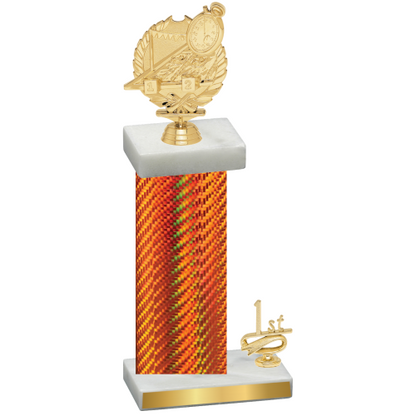 Accented Single Orange Carbon Fiber First Place Swimming Trophy