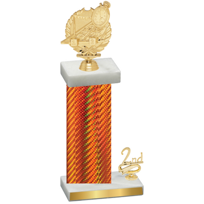 Accented Single Orange Carbon Fiber Second Place Swimming Trophy