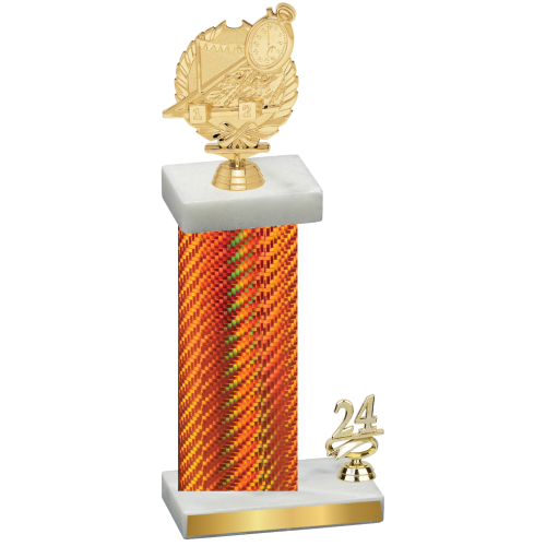 Accented Single Orange Carbon Fiber Year Swimming Trophy