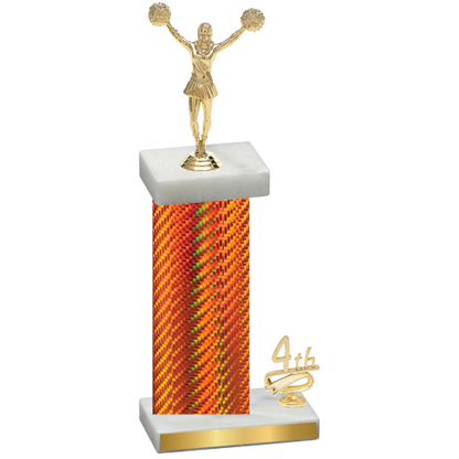 Accented Single Orange Carbon Fiber Fourth Place Cheerleading Trophy