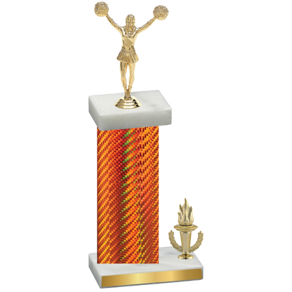 Accented Single Orange Carbon Fiber Victory Cheerleading Trophy