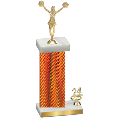 Accented Single Orange Carbon Fiber Year Cheerleading Trophy