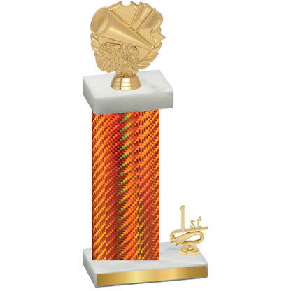 Accented Single Orange Carbon Fiber First Place Cheerleading Trophy