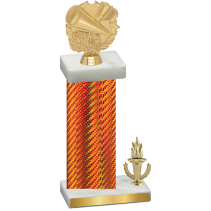 Accented Single Orange Carbon Fiber Victory Cheerleading Trophy