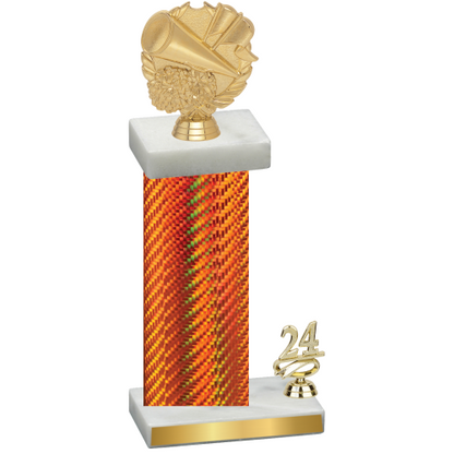 Accented Single Orange Carbon Fiber Year Cheerleading Trophy