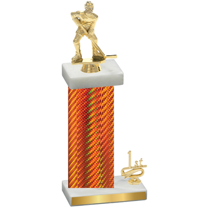 Accented Single Orange Carbon Fiber First Place Hockey Trophy