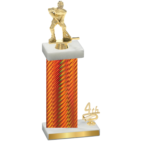 Accented Single Orange Carbon Fiber Fourth Place Hockey Trophy