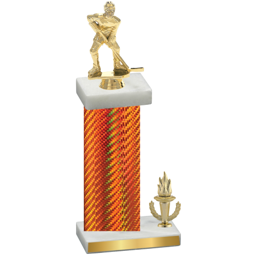 Accented Single Orange Carbon Fiber Victory Hockey Trophy