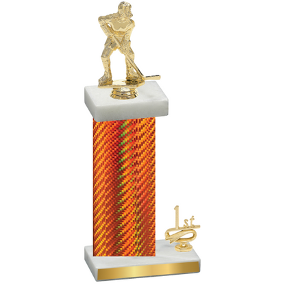 Accented Single Orange Carbon Fiber First Place Hockey Trophy