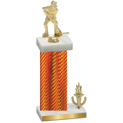 Accented Single Orange Carbon Fiber Victory Hockey Trophy