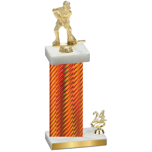 Accented Single Orange Carbon Fiber Year Hockey Trophy