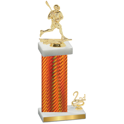 Accented Single Orange Carbon Fiber Second Place Lacrosse Trophy