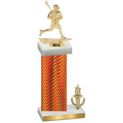 Accented Single Orange Carbon Fiber Victory Lacrosse Trophy