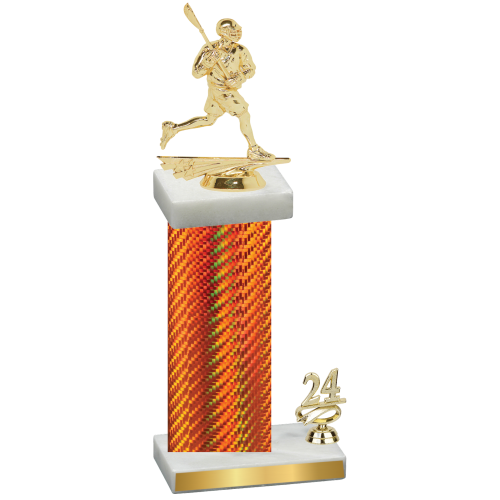 Accented Single Orange Carbon Fiber Year Lacrosse Trophy