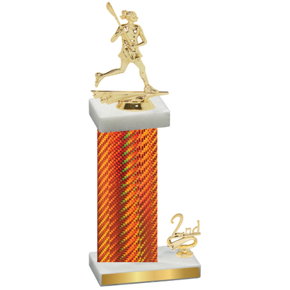 Accented Single Orange Carbon Fiber Second Place Lacrosse Trophy