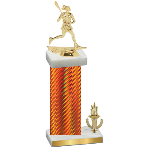 Accented Single Orange Carbon Fiber Victory Lacrosse Trophy