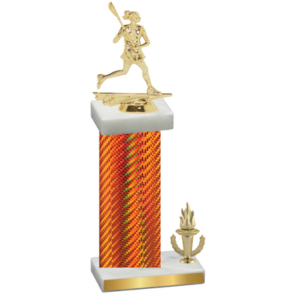 Accented Single Orange Carbon Fiber Victory Lacrosse Trophy