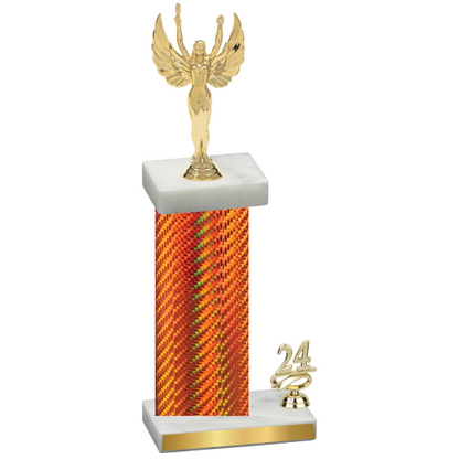 Accented Single Orange Carbon Fiber Year Victory Trophy