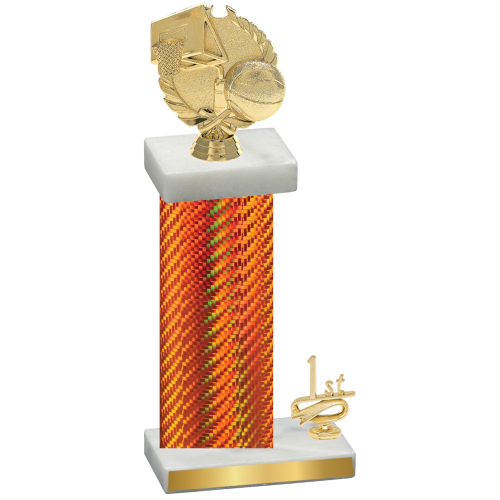 Accented Single Orange Carbon Fiber First Place Basketball Trophy