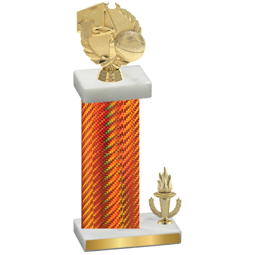 Accented Single Orange Carbon Fiber Victory Basketball Trophy