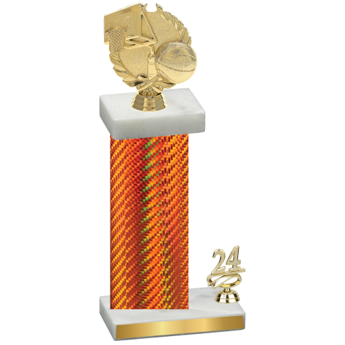 Accented Single Orange Carbon Fiber Year Basketball Trophy