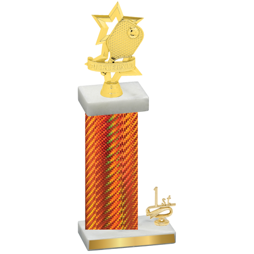 Accented Single Orange Carbon Fiber First Place Pickleball Trophy