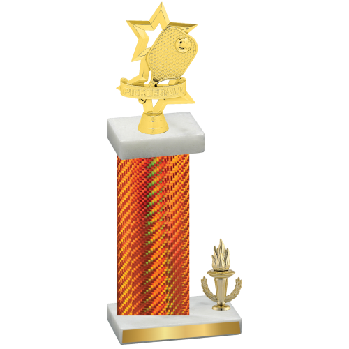 Accented Single Orange Carbon Fiber Victory Pickleball Trophy