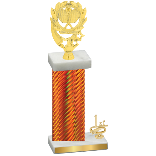 Accented Single Orange Carbon Fiber First Place Pickleball Trophy