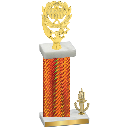 Accented Single Orange Carbon Fiber Victory Pickleball Trophy