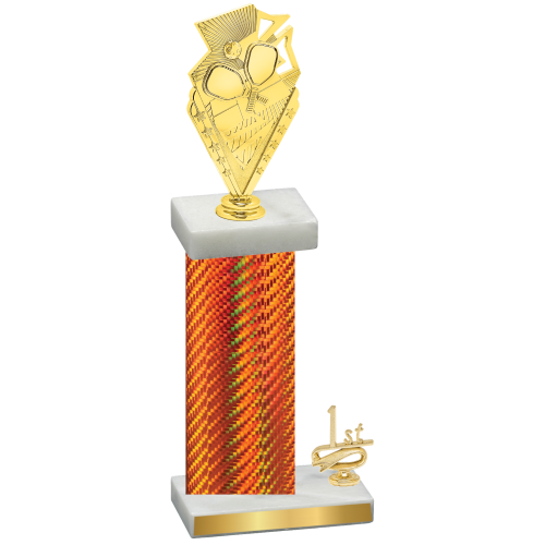 Accented Single Orange Carbon Fiber First Place Pickleball Trophy