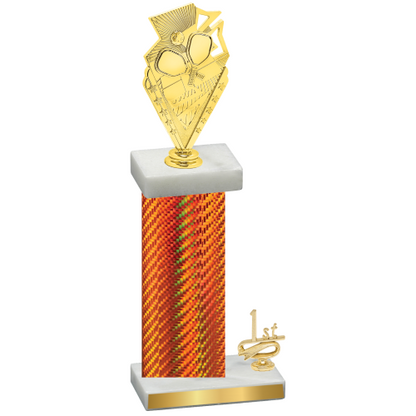 Accented Single Orange Carbon Fiber First Place Pickleball Trophy