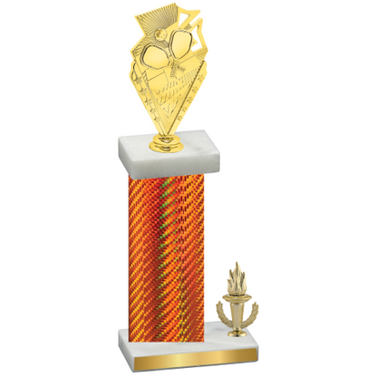 Accented Single Orange Carbon Fiber Victory Pickleball Trophy